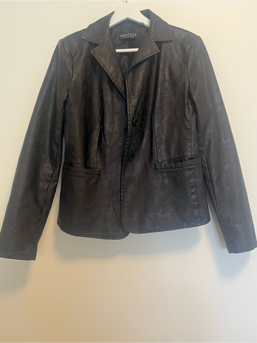 bagatelle Black Leather Two-Button Blazer Jacket